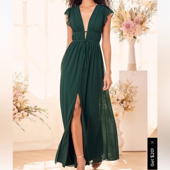 Lulus I’m All Yours Emerald Green Ruffled Maxi Dress - Picture 1 of 6